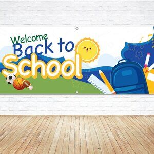 WELCOME BACK TO SCHOOL Generic 5ft Vinyl Banner Display Playfull Happy Classroom